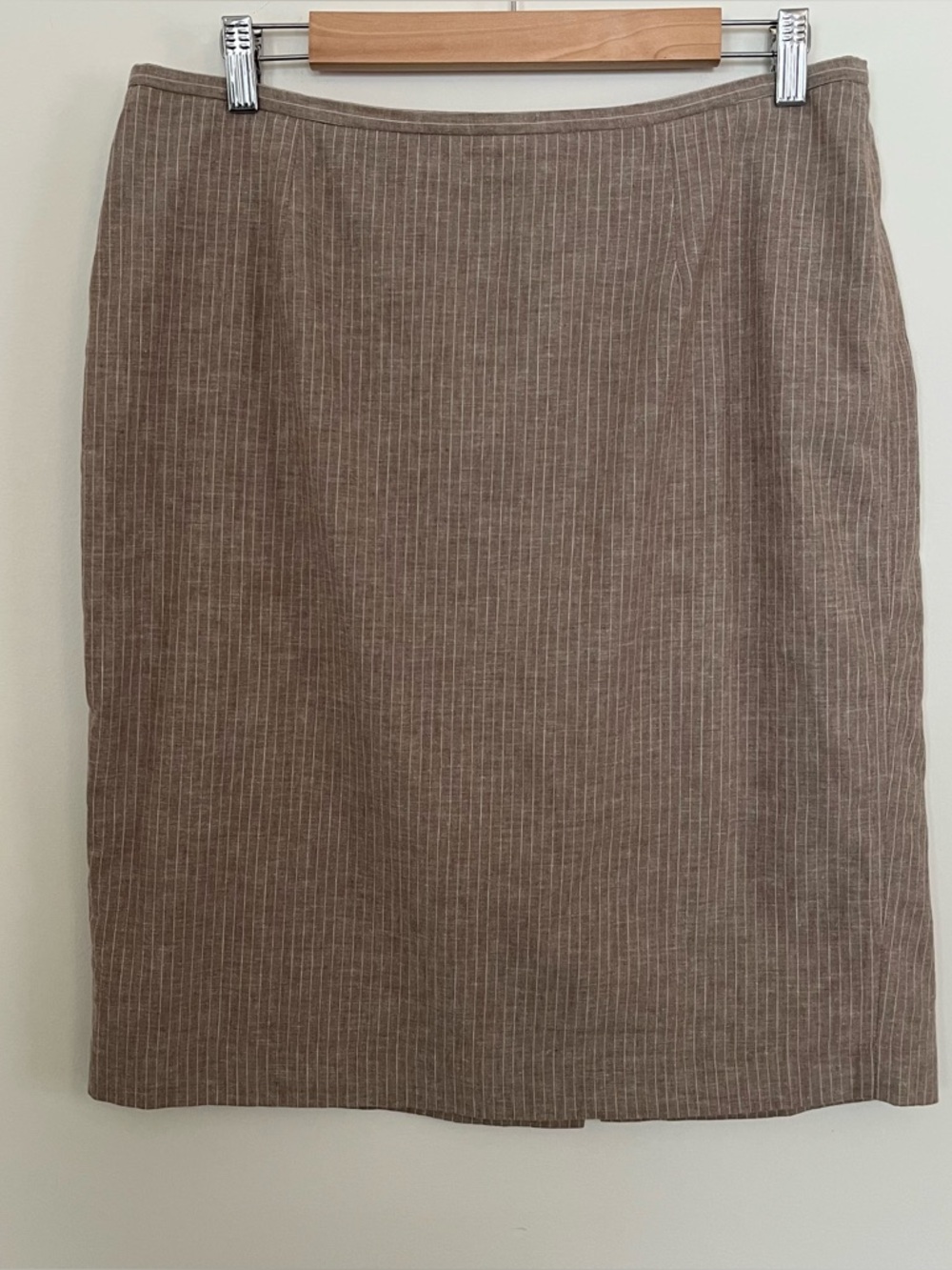 Linen cotton blend pinstripe pencil skirt 12